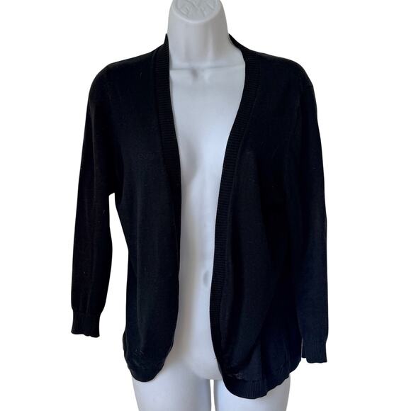 LOFT Sweaters - LOFT Black Open Front Shrug Cardigan 3/4 Sleeve Lightweight Knit Sweater Size S